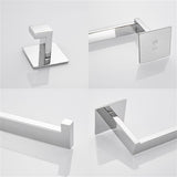 Strong Viscosity Adhesive 4 Pieces Bathroom Accessories Set Without Drilling Silver Brushed Towel Bar Set Holder Rack Robe Hook Tissue Toilet Paper Holder Rustproof 304 Stainless Steel