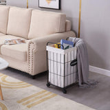 Wire Laundry Hamper With Rolling Lockable Wheels, Liner, Collapsible Dirty Laundry Basket
