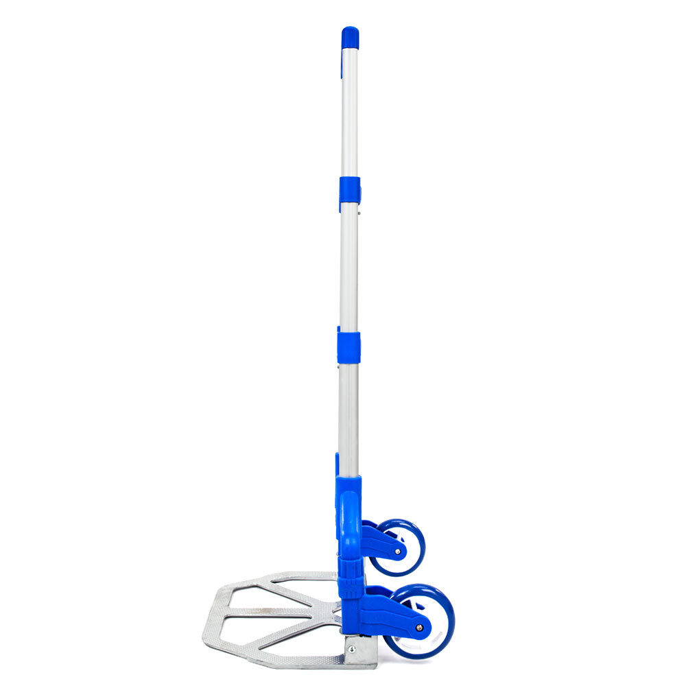 Portable Folding Collapsible Aluminium Cart Dolly Push Truck Trolley - Blue