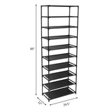 10 Tier Stackable Shoe Rack Storage Shelves - Stainless Steel Frame Holds 50 Pairs Of Shoes