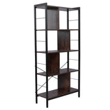 4 Tier Industrial Bookshelf, Floor Standing Storage Rack in Living Room Office Study, Large Storage Space, Simple Assembly, Stable Steel Frame, Rustic Brown