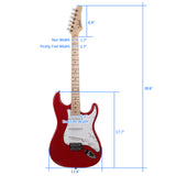 Glarry GST Maple Fingerboard Electric Guitar Bag Shoulder Strap Pick Whammy Bar Cord Wrench Tool Red