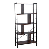 4 Tier Industrial Bookshelf, Floor Standing Storage Rack in Living Room Office Study, Large Storage Space, Simple Assembly, Stable Steel Frame, Rustic Brown