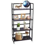 Folding Bookshelf Home Office Industrial Bookcase Wooden Storage Shelves Vintage 4 Tiers Book Rack Organizer
