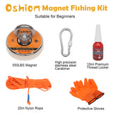 Magnet Fishing Kit with Strong Magnet for Pulling 550 lbs, Rope, Gloves, Threadlocker Glue