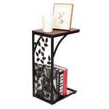 Iron Side Table Coffee Table Brown with leaf pattern