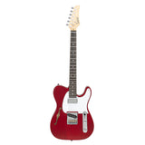 Glarry GTL Semi-Hollow Electric Guitar F Hole HS Pickups Rosewood Pickguard Wine Red