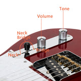 Glarry GTL Semi-Hollow Electric Guitar F Hole HS Pickups Rosewood Pickguard Wine Red