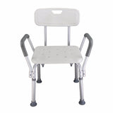 Medical Bathroom Safety Shower Tub Aluminium Alloy Bath Chair Bench with Back & Handle White