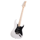 Glarry GST Stylish Electric Guitar with Black Pickguard White in Colour- Full Kit