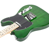 Glarry GTL Maple Fingerboard Electric Guitar (Green) Bag Strap Paddle Cable Wrench Tool