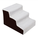 3 Step Velvet Suede Pet Stairs Pet Step Stairs Cat Dog - White and Brown