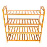 Concise 12-Batten 4 Tiers Bamboo Shoe Rack Wood Color
