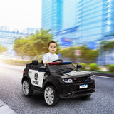 Dual Drive 12V 7Ah Childrens Ride On Police Car with 2.4G Remote Control Black