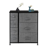 Dresser With 7 Drawers - Furniture Storage Tower Unit For Bedroom, Hallway, Closet, Office Organization - Steel Frame, Wood Top, Easy Pull Fabric Bins - Grey