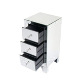 Modern and Contemporary Mirrored 3-Drawers Nightstand Bedside Table