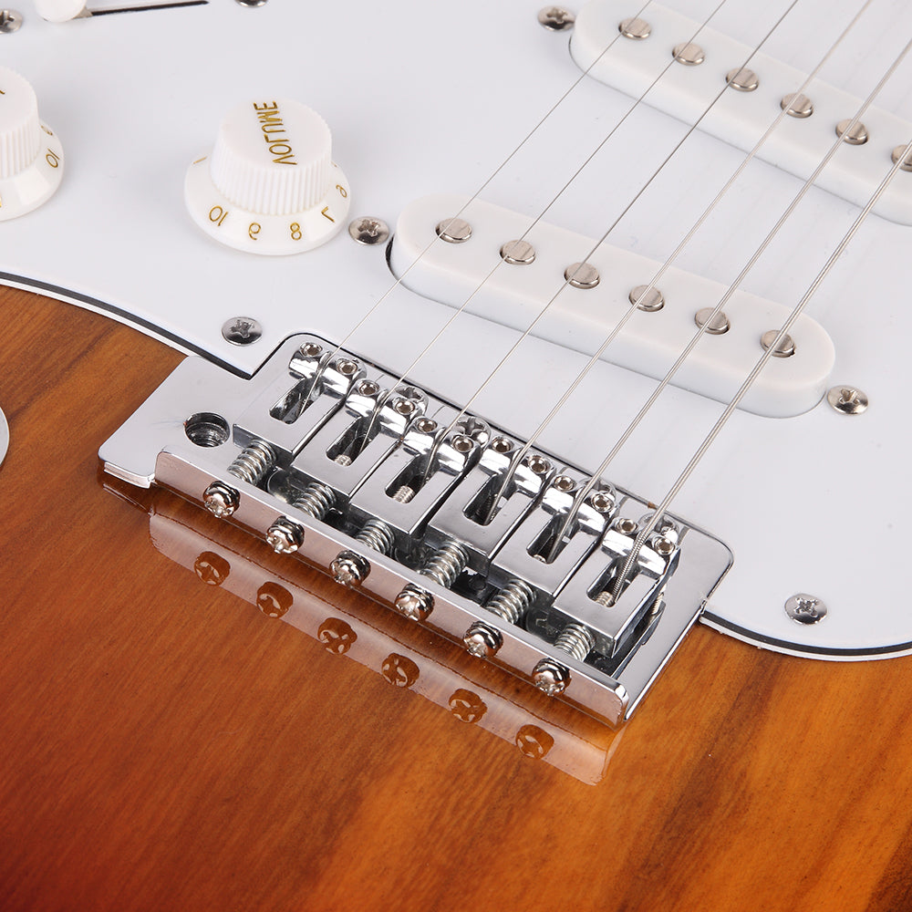 Glarry GST Rosewood Fingerboard Left Hand Electric Guitar Bag Strap Paddle Rocker Cable Wrench Tool Sunset Colour