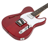 Glarry GTL Semi-Hollow Electric Guitar F Hole HS Pickups Rosewood Pickguard Wine Red