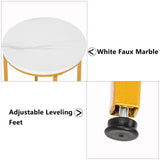 Marble Effect Simple Round Side [40x40x60cm] White