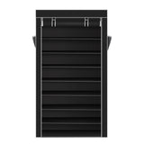 10 Tiers Shoe Rack with Dustproof Cover Closet Shoe Storage Cabinet Organizer - Black