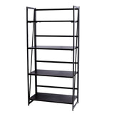 Folding Bookshelf Home Office Industrial Bookcase Wooden Storage Shelves Vintage 4 Tiers Book Rack Organizer