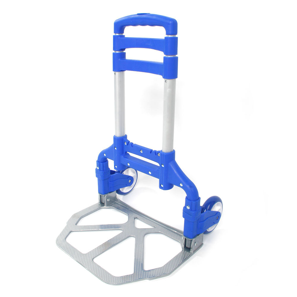 Portable Folding Collapsible Aluminium Cart Dolly Push Truck Trolley - Blue