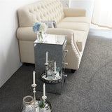 Mirrored Glass Bedside Table with Three Drawers Size S
