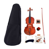 Glarry GV101 4/4 Acoustic Matt Violin Case Bow Rosin Strings Shoulder Rest Tuner Natural