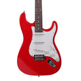 Glarry GST3 Pearl White Pick Guard Electric Guitar Bag Shoulder Strap Pick Whammy Bar Cord Wrench Tool Red