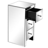 Mirrored Glass Bedside Table with Three Drawers Size S