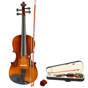 3/4 Acoustic Violin Case Bow Rosin Natural