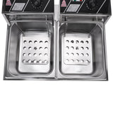 ZOKOP EH82 2500W 220-240V 12.7QT/12L Stainless Steel Double Cylinder Electric Fryer