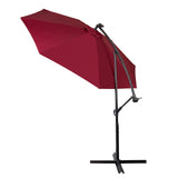 3M Garden Parasol with Solar-Powered LED Lights, Patio Umbrella with 8 Sturdy Ribs, Outdoor Sunshade Canopy with Crank and Tilt Mechanism UV Protection, Patio and Balcony Red