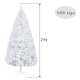 7FT Metal Legs White Christmas Tree with 950 Branches