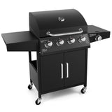 The 4 + 1 gas BBQ grill features 4 stainless steel burners and an side burner  - Black