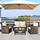 Oshion Outdoor Rattan Sofa Combination Four-piece Package-Grey (Combination Total 2 Boxes)