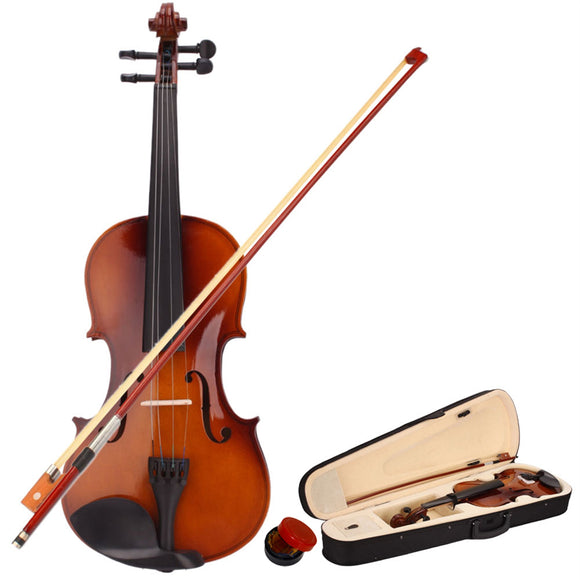 4/4 Acoustic Violin Case Bow Rosin Natural
