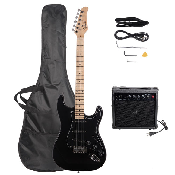 Glarry GST Stylish Electric Guitar with Black Pickguard Black in Colour- Full Kit