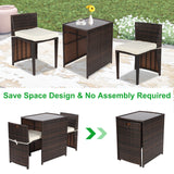 3 PCS Rattan Bistro Set, Garden Furniture Set 2 Seater, Garden Patio Furniture Set