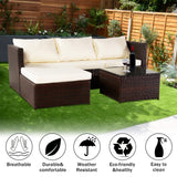 Oshion Three-Seater Sofa Pedal Coffee Table - Brown