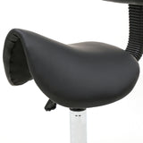 Saddle Shape Adjustable Salon Stool with Back Black