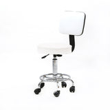 Round Shape Adjustable Salon Stool with Back White