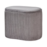 Modern Vanity Stool Velvet Ottoman Storage Footrest, Pouffe Oval Dressing Vanity Side Table Seat - Grey