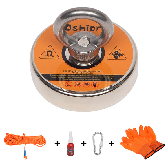 Magnet Fishing Kit with Strong Magnet for Pulling 550 lbs, Rope, Gloves, Threadlocker Glue