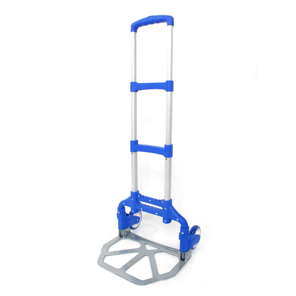 Portable Folding Collapsible Aluminium Cart Dolly Push Truck Trolley - Blue