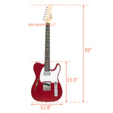 Glarry GTL Semi-Hollow Electric Guitar F Hole HS Pickups Rosewood Pickguard Wine Red