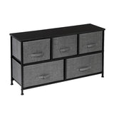 2-Tier Wide Closet Dresser, Nursery Dresser Tower with 5 Easy Pull Fabric Drawers and Metal Frame, Multi-Purpose Organizer Unit for Closets, Dorm Room, Living Room, Hallway - Grey