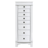 Jewellery Armoire with Mirror, 8 Drawers & 16 Necklace Hooks, 2 Side Swing Doors(White)