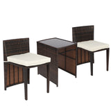 3 PCS Rattan Bistro Set, Garden Furniture Set 2 Seater, Garden Patio Furniture Set