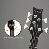 Glarry GIB Electric 5 String Bass Guitar Full Size Bag Strap Pick Connector Wrench Tool Burlywood